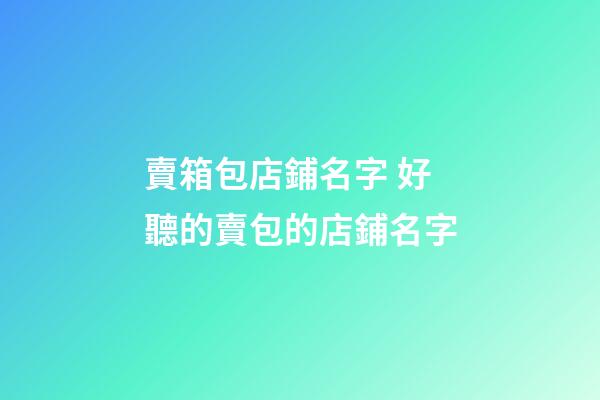 賣箱包店鋪名字 好聽的賣包的店鋪名字-第1張-店鋪起名-玄機派